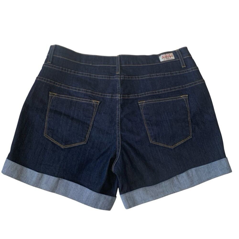Judy Blue Denim Shorts Womens Sz 1XL Dark Wash High Rise Button Fly Made In USA - Picture 2 of 6